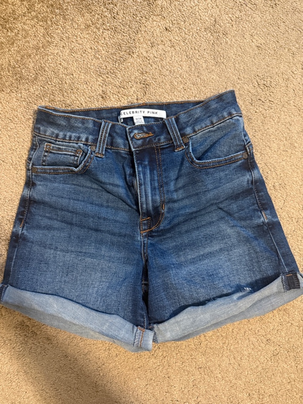 Celebrity Pink Rolled Cuff Denim Shorts